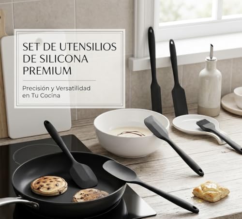 Utensilios de cocina de acero inoxidable con tabla de conversión y espátulas 6