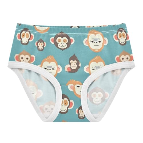 Wusikd Cute Monkey Head Girls' Underwear Cotton Blue Girls Briefs Soft Toddler Underwear 2T