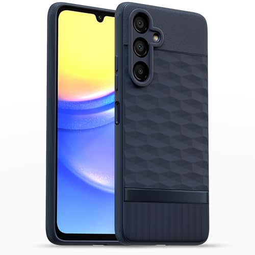 Image of Pikkme Back Cover for Samsung Galaxy F15 5G / Samsung Galaxy M15 5G Camera Protection 3D Hexa Cube Design Silicone Protective Bumper Case (Blue)