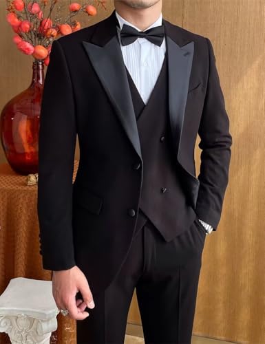SUZHIMO Men's Tuxedo Suit 3 Piece Slim Fit Suits Two Button Blazer Suits for Wedding Prom Party Dinner2