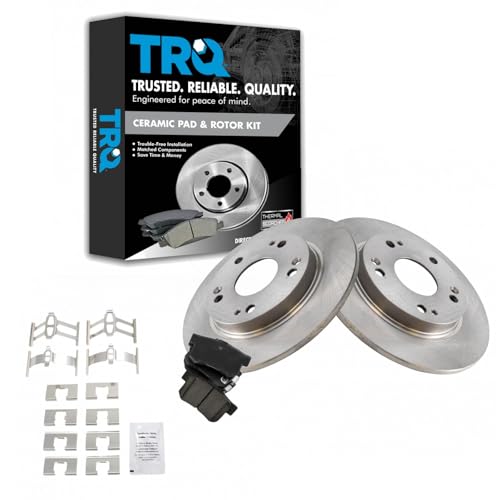 Image of TRQ Rear Brake Pad and Rotor Set Ceramic Solid Rotors | For 2011-2014 Honda CR-Z