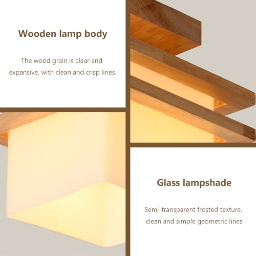 Lámpara de techo empotrada de madera moderna pequeña estilo japandi 6