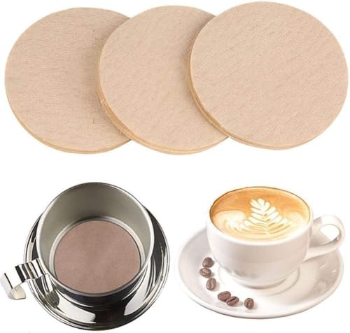 100 Pcs Coffee Filters - 2025 Enhanced Round Disposable Paper for Moka Pot, Espresso, and Tea Straining (60 mm)
