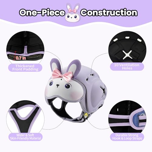Image of Mambobaby Baby Head Protector Baby Helmet for Crawling Walking- Extra-Thick Deep Forehead Padding, Toddler Helmet 6-24 Months, Infant Safety, Ultra-Light Soft Desig-Purple Rabbit