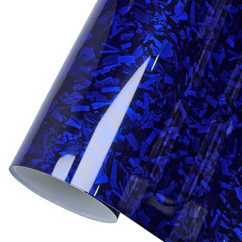 CompraFun Pellicola Carbonio Forgiato, 30 x 150CM Pellicola Adesiva per Auto in Vinile, Pellicola Wrapping Adesivi Auto Senza Bolle D'aria, per Decorare Auto/Moto/Bici (Blu Lucido)