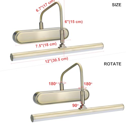 Image of RAIFOOLLY Picture Light,3AA Battery Art Lights for Paintings,Wireless Wall Lighting,Remote Control Accent Light with Timer and Dimmable for Frame,Portrait,Dartboard-Antique Brass