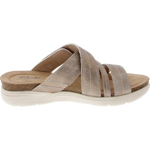 Clarks Womens April Willow Faux Leather Strappy Slide Sandals3