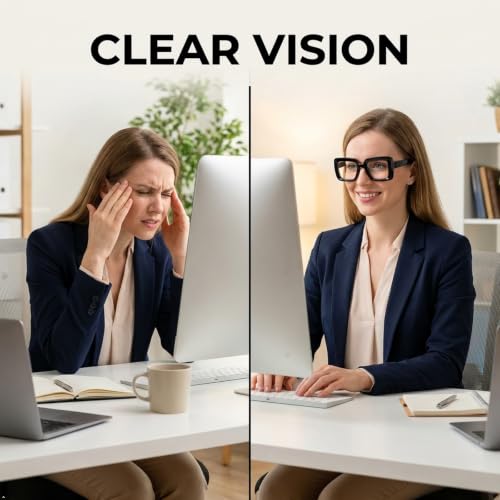 Image of Eyekepper Blue Light Glasses for Women, Square Black Eyeglasses 4.0, 2 Pack