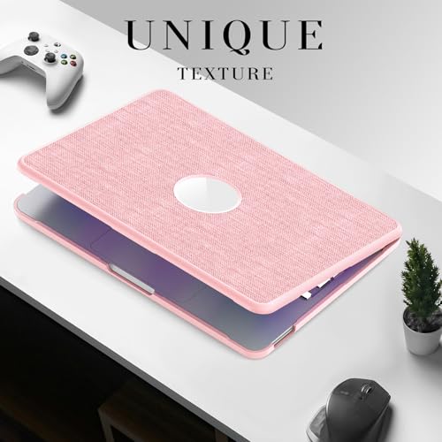Image of ProElite Case for MacBook Neo 13 inch 2026, Fabric Material Hard Shell with Slim TPU Bumper and Fold Kickstand, Pink