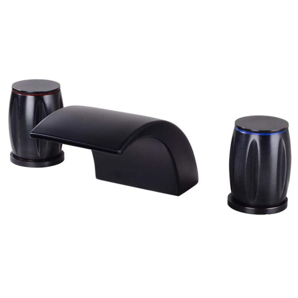 Faucet Miscelatore a Bacino a 3 Fori Tap Tap Acciaio in Acciaio Inossidabile e Fredda Truglio Doppia Maniglia del Bagno a Doppia Maniglia Indipendente Basino-Golden (Nero) Faucet