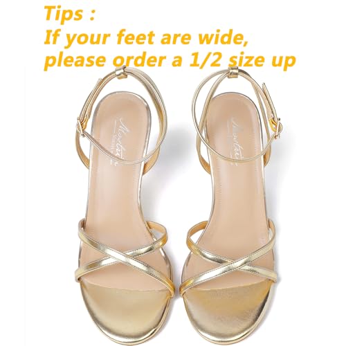 Image of Mostrin Strappy Heels for Women Ankle Strap Heels Women's Heeled Sandals for Party Prom Wedding