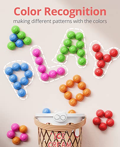 Image of JoyCat Ice Cream Preschool Learning Activities Counting and Color Sorting Set Stacking Toys for Kids 3-5, Educational Fine Motor Skills Toys, 65PCS Math Manipulatives