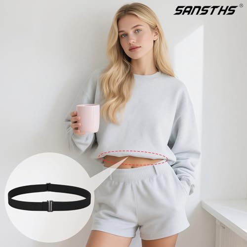 Womens Invisible Adjustable Elastic No Show Flat Buckle Stretchable Belt for Jeans Pants Dresses2