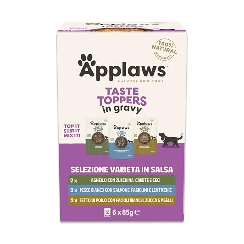 Applaws 100% Naturale – Cibo Umido per Cani, Selezione Carne & Pesce in Salsa, 6 x 85g Bustine