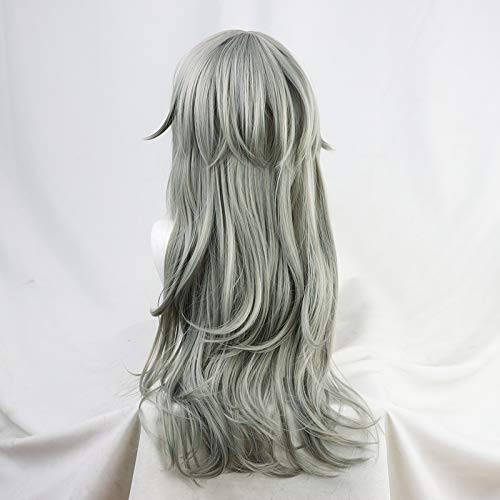 Grass Gray Cosplay Wavy Long Synthetic Hair Anime Lolita Comic Exhibition Halloween Carnival Cosplay Hair COS Ombre Wigs with Bangs
