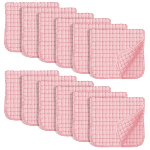 Image of SWEET DOLPHIN 12 Pack Muslin Burp Cloths Large 100% Cotton Hand Washcloths for Baby - Baby Essentials Extra Absorbent and Soft Boys & Girls Milk Spit Up Rags for Newborn Registry - Pink, 20" X10"