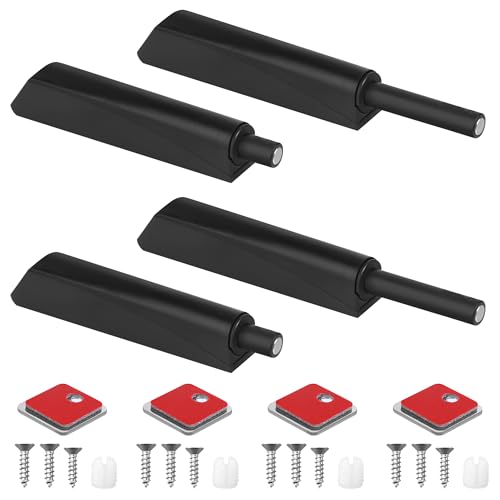 4 Piezas Amortiguadores Magnéticos Pulsador Puerta Armario Magnetica Aceros Inoxidables Cierre Magnetico Puerta Push para Armario Presionar Abrir el Pestillo de Captura Abridor de Puerta Pulsador