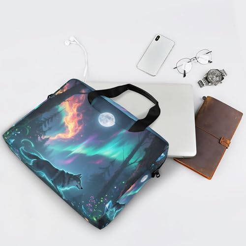 Funda Maletín Portátil Aurora Polar Lights Lobo 13-15.6" miniatura 7