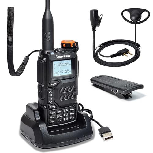 Walkie talkie Quansheng UV-K5 bi-bande rechargeable avec écouteur ergonomique en D