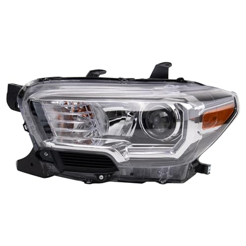 Image of TRQ Driver Side Headlight Assembly Halogen Black Bezel Compatible with 2016-2023 Toyota Tacoma With LED Daytime Running Light With Fog Lights TO2502244
