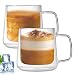 Produktbild PORFOYO Latte Macchiato Gläser 2er Set, 400ml Doppelwandige Kaffeegläser mit Griff, Doppelwandige Gläser für Cappuccino, Latte, Tee, Kaffee, Milch, Saft, Bier