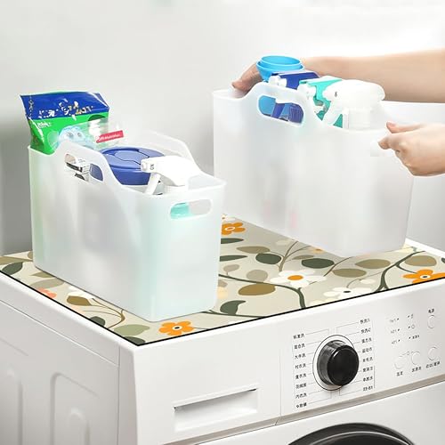 Image of Yellow Weaves Washer & Dryer Cover for Top, 60 x 60 cm, Washing Machine Top Protector Mat for Kitchen /Laundary Room, Water Absorbing, Dustproof, Scratch Resistant & Non-Slip (Botanical Beige)