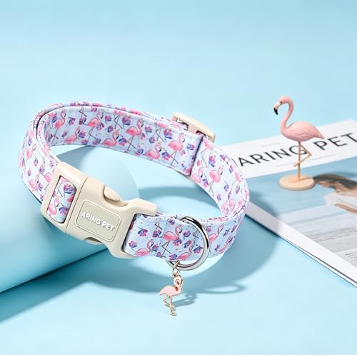 Image of ARING PET Summer Dog Collar, Cute Flamingo Doggy Collars for Puppy Small Medium Large Boy Girl Dogs, for Daily Photos Beach Walking Hiking Picnic-XL