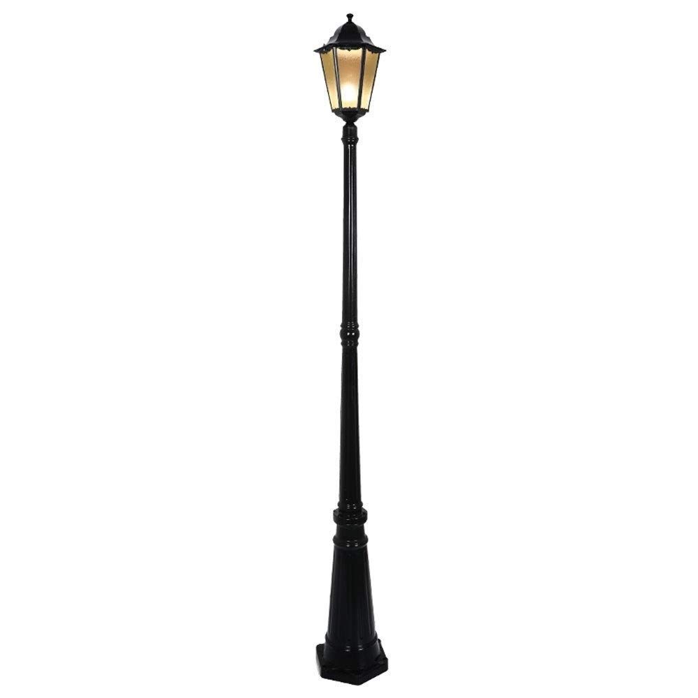 QUSYZD Lamp Post Lights Outdoor, Lamp Post Lights Outdoor, Vintage Outdoor High Pole Street Post Lantern European Ip54 Waterproof Garden Bollard Column Lamp Community Courtyard,Black-2.1m
