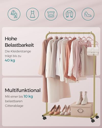 SONGMICS Kleiderständer, Kleiderstange auf Rollen, 91 cm breit – Ansicht 3