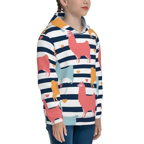 Colorful Llama Kids Pullover Hoodies Boys Sweatshirts Girls Athletic Clothes with Pocket3