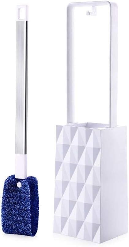 Brosse de toilette murale blanche et son support compact pour salle de bain
