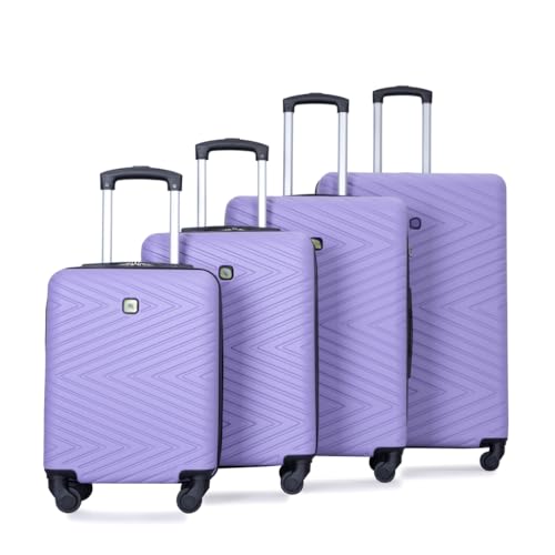 Travel with Ease Using Lightweight 4-Piece ABS Suitcase Set, 360° Spinner Wheels, Secure Combination Locks, Light Purple3
