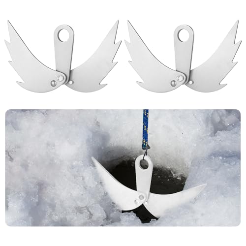 Otoolling 2 Pcs Ice House Anchors Ice Augers for Securing Flip Over Shelter Pop Up Tent Or Shanty Self-Adjusting Anchor to Fit Hole Up to 10 Inches Portable Winter Fishing Equipment