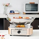 FathiTi Spirituskocher Innenraum Mit Topf Campingkocher,20cm Tragbare Edelstahl-Spiritus-Ofen-Feuerkessel Kein Bedarfs-Strom im Wilden kleinen Topf verwendbar für das Kampieren,B