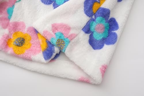Image of Girls Fleece Robe Boys Hooded Bathrobe Soft Flannel Robe For Kids（Flower，7-8 Years）