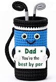 WelDesine Dad Gifts for Fathers Day from Daughter Son, Mini Birthday Gift Idea for Men Golfers Him New Dads from Wife Woman Girl Kids, Handmade Crochet Golf Bag Accessories Husband Friend Enthusiast