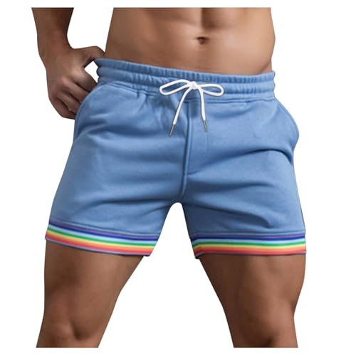 Pride Shorts Herren LGBT Gay Pride Flag Regenbogen Shorts Kurze Hose Sport Sommer Kurze Hosen Schnelltrocknende Laufshorts Trainingshose Outdoor Sporthose Pride Month 2024 Regenbogen Geschenke