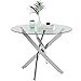 Price comparison product image GOLDFAN Round Glass Dining Table Modern Kitchen Table with Chromed Legs for Dining Room (Tempered Glass Table Only)
