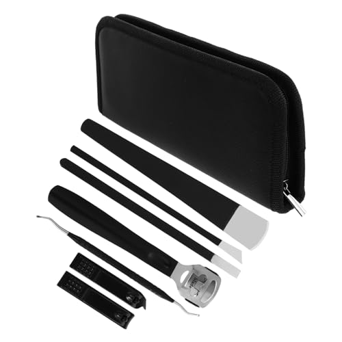 SHERCHPRY 7Pcs Knives Professional Foot File Tools for Removal and Dead Skin Care Durable Stainless Steel with Portable Storage Bag Present for Friends Black