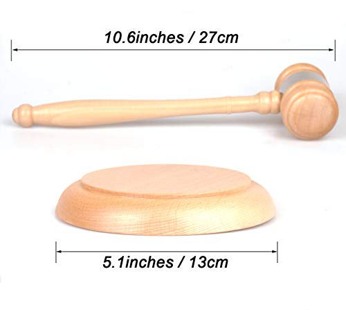 Wood Gavel And Sound Block Set, Tiberham Handcrafted Wooden Gavel With Round Block For Judge Lawyer Student Auction Sale #TOP5