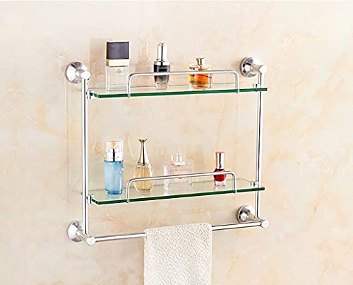 Étagère en verre trempé double pour désencombrer la salle de bain et suspendre les serviettes