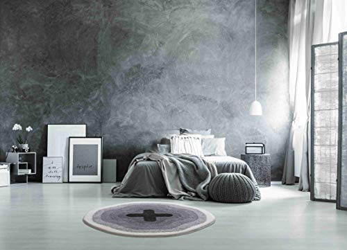 Grund Exclusive Designer bath mat KARIM RASHID, ultra soft and absorbent, anti slip, KARIM 03, 90 cm round, grey