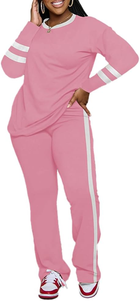 PINSV 2 Piece Sets for Women Fall Casual Outfits Long Sleeve Top and Flare Pants Lounge Sets Track suit - Image 5