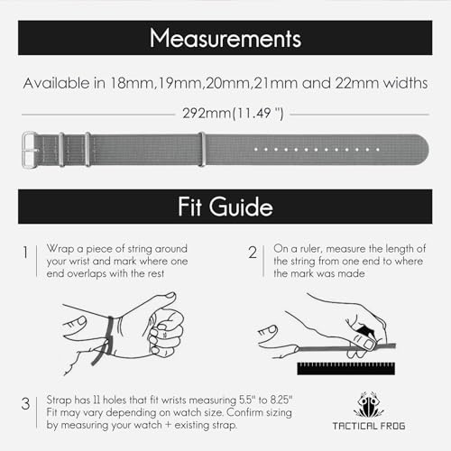 Image of TACTICAL FROG Nylon Watch Band 18mm 19 mm 20mm 22 mm 24 mm, Waterproof Military Watch Straps Replacement for Men Women, With Stainless Steel Buckle