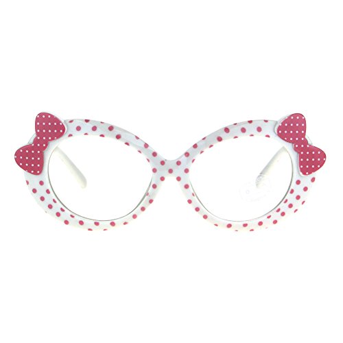 JuicyOrange Womens Clear Lens Glasses Polka Dot Ribbon Bow Cute Oval Frame Eyeglasses2