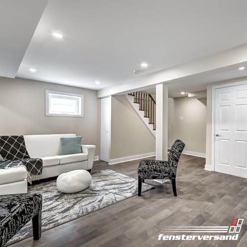 FENSTERVERSAND - Kellerfenster 80 x 40 Kunststofffenster Weiß - 2-fach Verglasung mit Klarglas - Dreh- & Kippfenster, Fenster Kunststoff - DIN rechts - BxH: 800x400 mm, 70 mm Profil