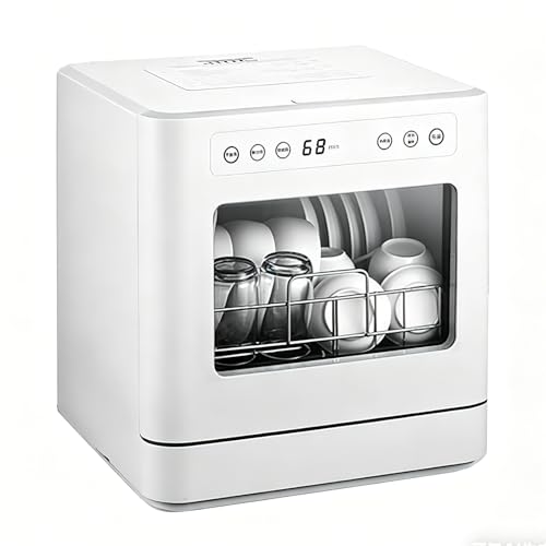 Lavavajillas De Encimera 5,5 L, Lavavajillas Portátil Con Calefacción Y Secado A 75 ℃, Pulverizador Giratorio De 360 ​​°, Secado Con Calefacción, 4 Programas De Lavado, Tanque De Agua Incorporado Para