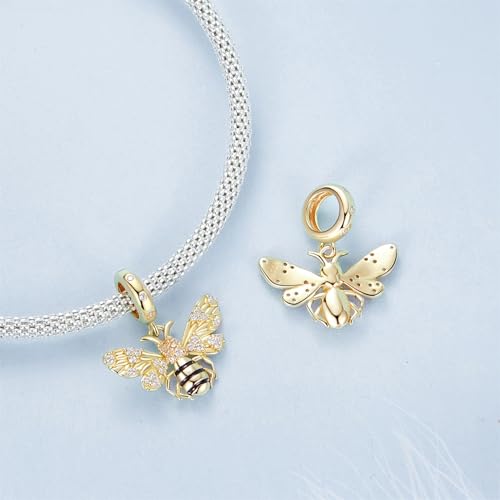 Dijes de abeja en plata de ley 925 y oro para pulseras 3