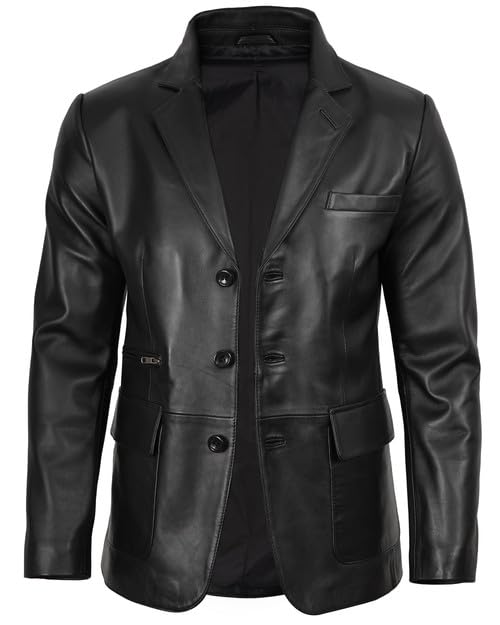 Image of Decrum Leather Blazer Men - Real Lambskin Stylish Leather Blazer for Men