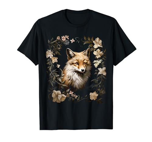 Cottagecore Aesthetic Floral Fox À L'intérieur Des Fleurs T-Shirt
